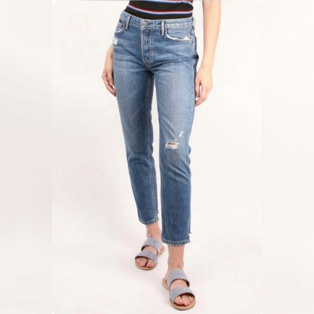 GRLFRND Revolve Kiara Slouchy Tomboy Jeans Button Fly 90s Straight Blue Dist 29